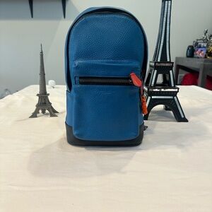 Blue Leather Backpack